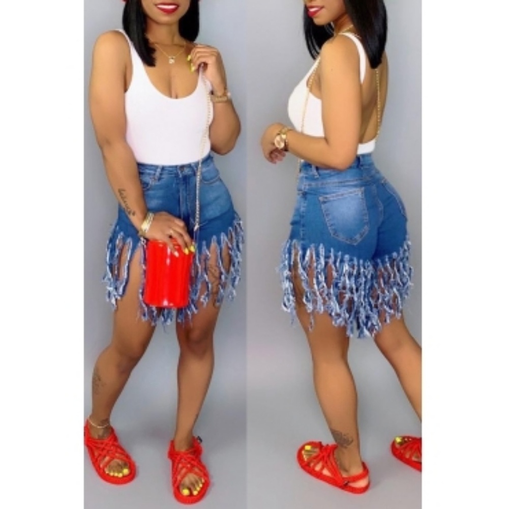 Casual Denim Jean Tassle Shorts